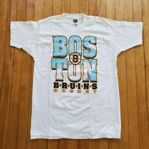 Vintage 1996 Boston Bruins White Tee: T-Shirt Mens
